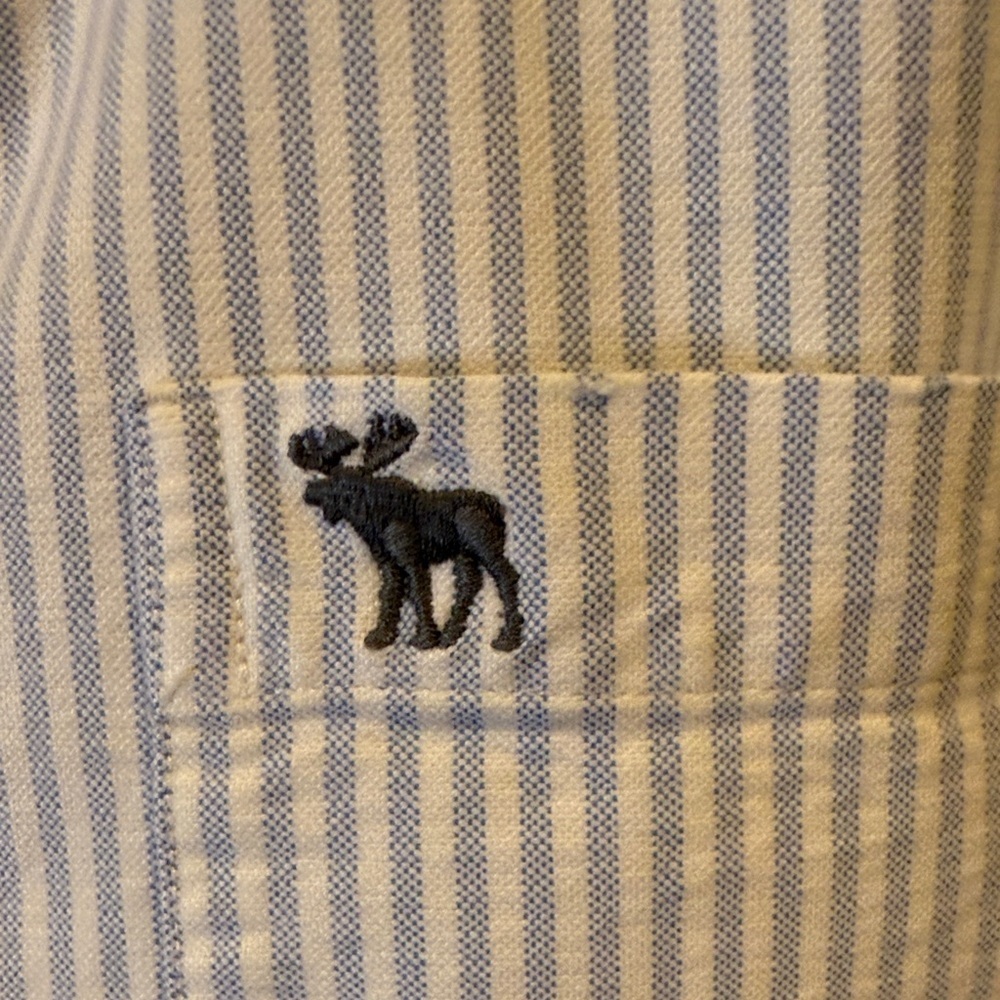 Abercrombie & Fitch Blue and White Striped Shirt size medium - Picture 4 of 8